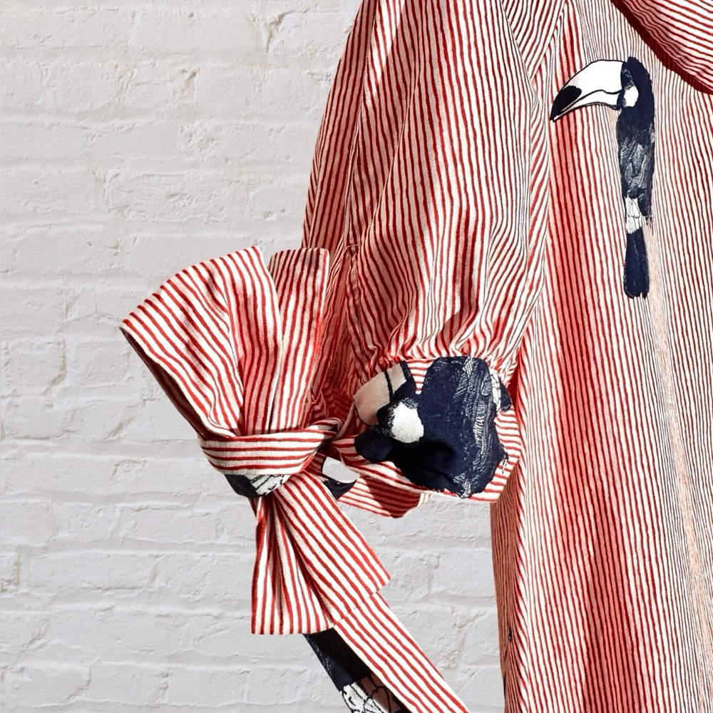 Zara Red Blouse with Ruffle Neckline - Picture 2 of 5